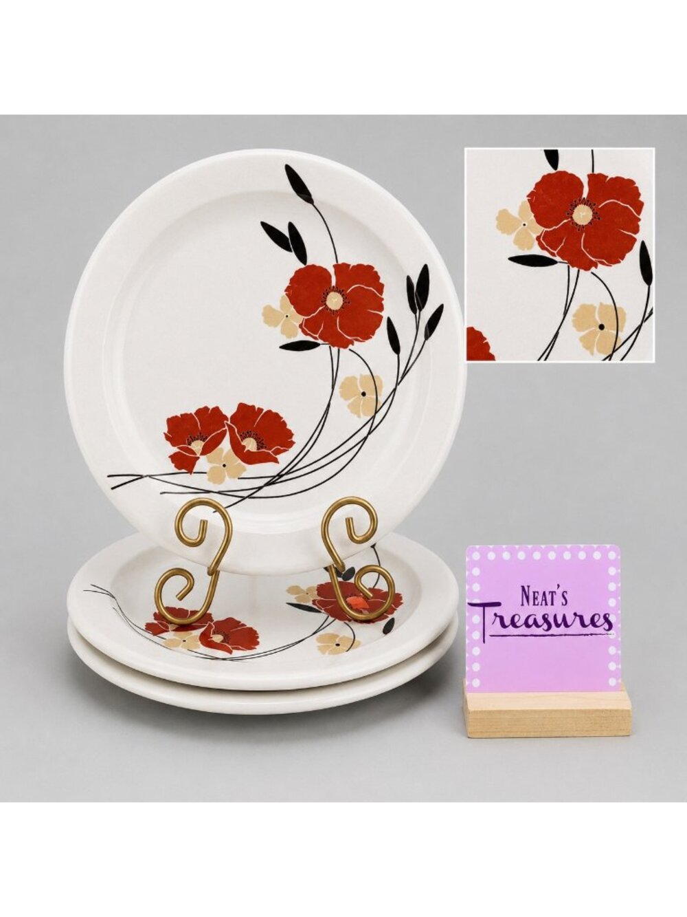 Vintage Mikasa Color Complements CHARISMA Terra Cotta Tan Dinner Plate Set of 3